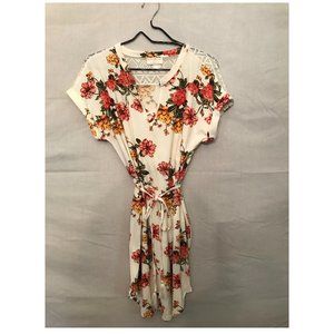 Off White Floral Patterned Midi Dress